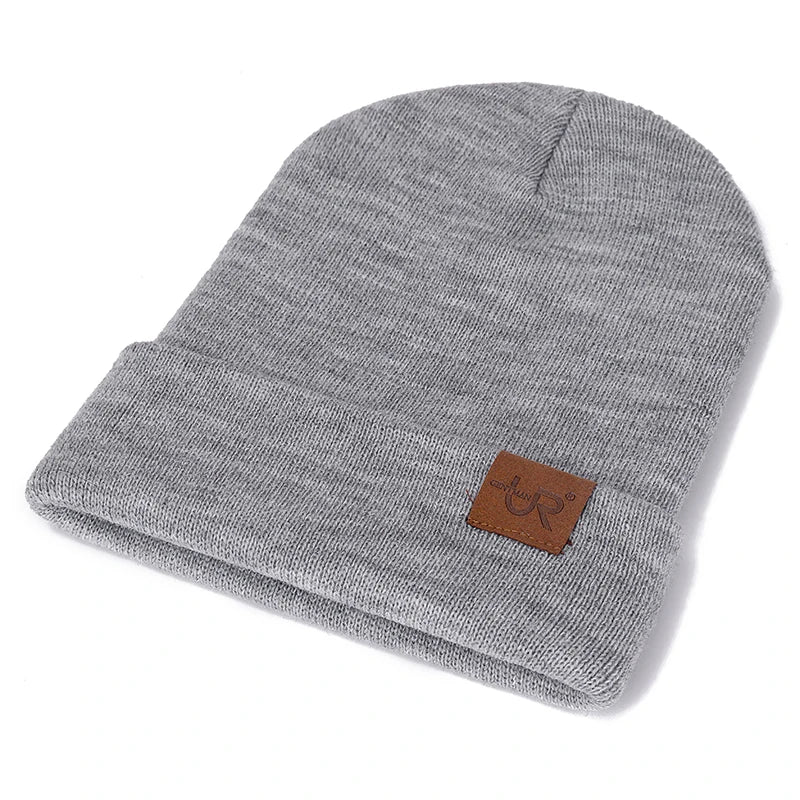 Gorro unissex URGENTMANestilo casual para homens e mulheres, quente, macio, de malha, elegante, liso, para uso diário, para inverno.