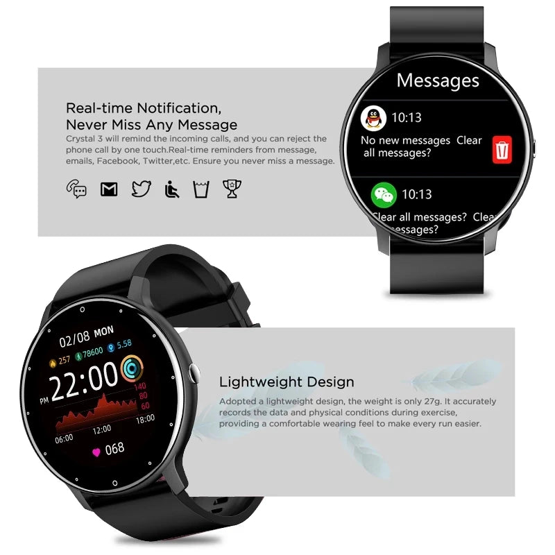 Relógio inteligente LIGE 2024, feminino, masculino, feminino, esportivo, fitness, monitor de frequência cardíaca, à prova d'água, para Xiaomi, Android e iOS