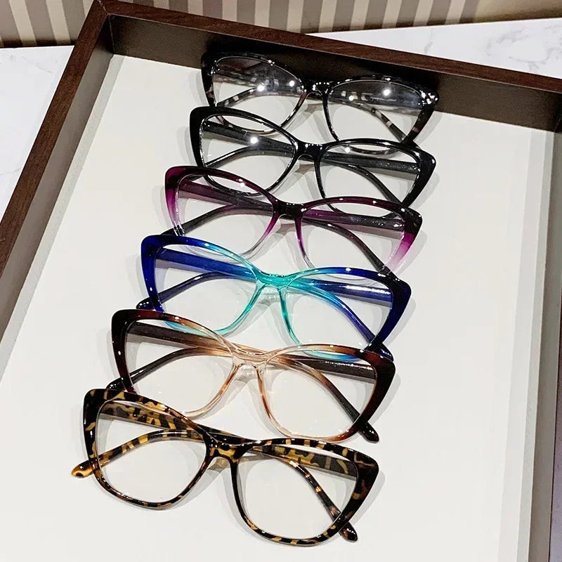 Óculos de leitura femininos fashion, óculos de leitura, design luxuoso e moderno, óculos para presbiopia, estilo olho de gato, anti-luz azul.