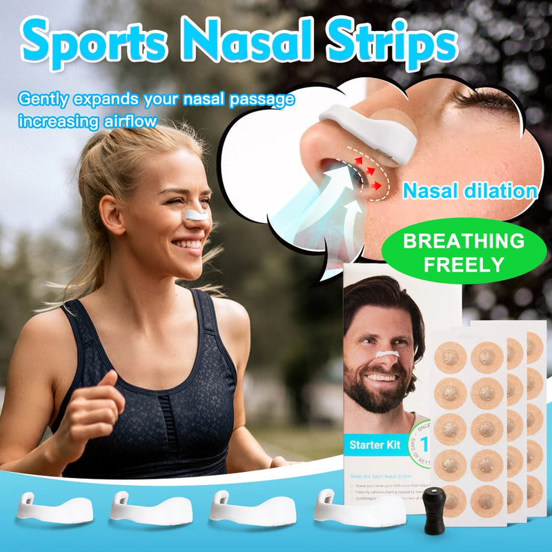Tiras Nasais Esportivas, Dilatador Nasal Magnético, Aumenta a Ingestão de Ar, Esportivo, Melhora o Sono, Reduz o Ronco, Tiras Nasais Magnéticas.