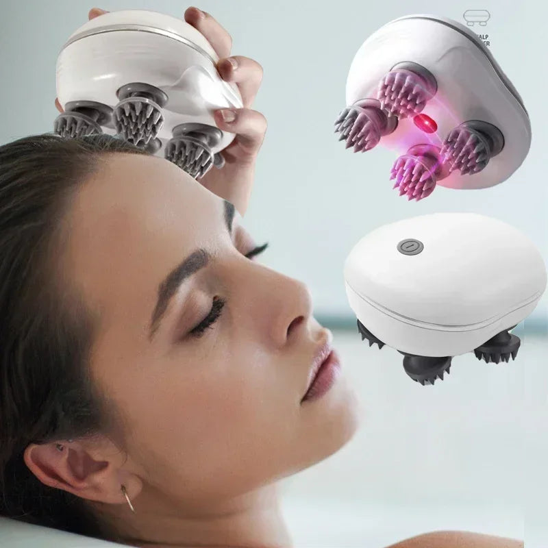 Massageador elétrico para couro cabeludo, terapia de luz vermelha, antiestresse, relaxamento, massagem corporal, remove tensão muscular, cansaço, ferramenta de massagem.