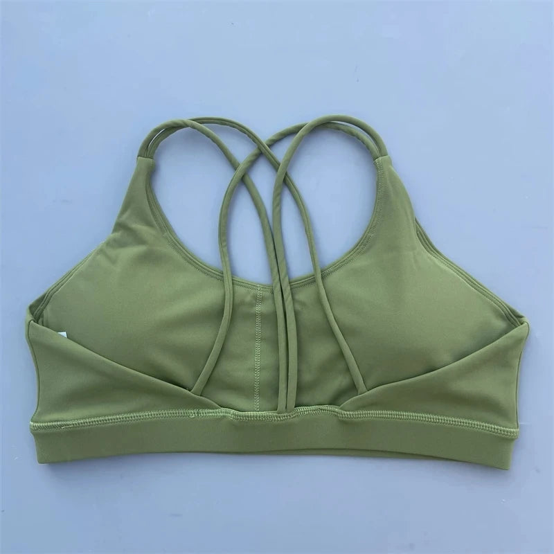 Sutiã fitness feminino de alta resistência, top esportivo com bojo.