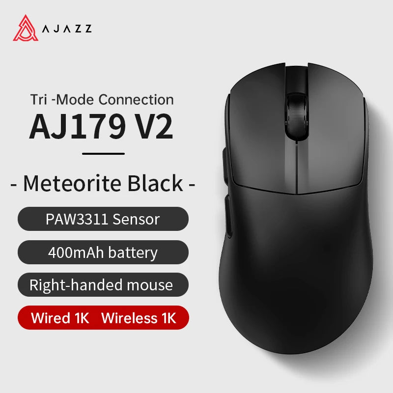 Mouse sem fio com fio leve AJAZZ AJ179 PRO PAW3395 com base de carregamento magnética ergonômico e macro para jogos para PC e laptop.