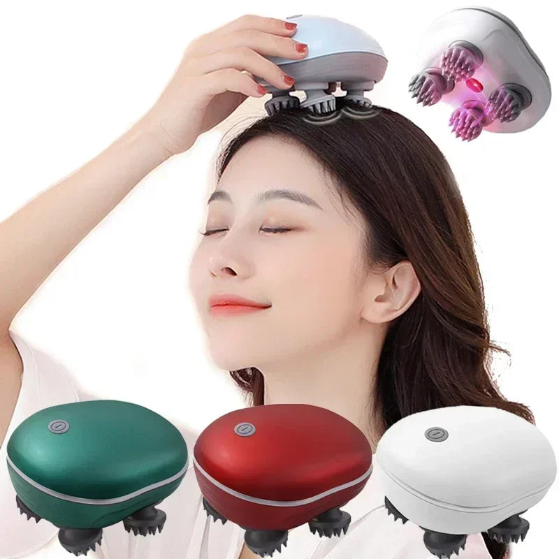 Massageador elétrico para couro cabeludo, terapia de luz vermelha, antiestresse, relaxamento, massagem corporal, remove tensão muscular, cansaço, ferramenta de massagem.