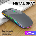 Mouse sem fio Bluetooth e 2,4 GHz, Modos duplos Recarregável RGB Ergonômico, Clique silencioso para PC iPad Laptop Celular TV.