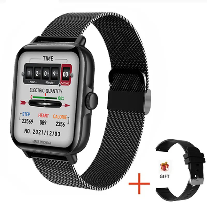 SmartWatch Bluetooth - Relógio inteligente esportivo à prova d'água com chamada e reprodução de música para homens e mulheres, iPhone e Android