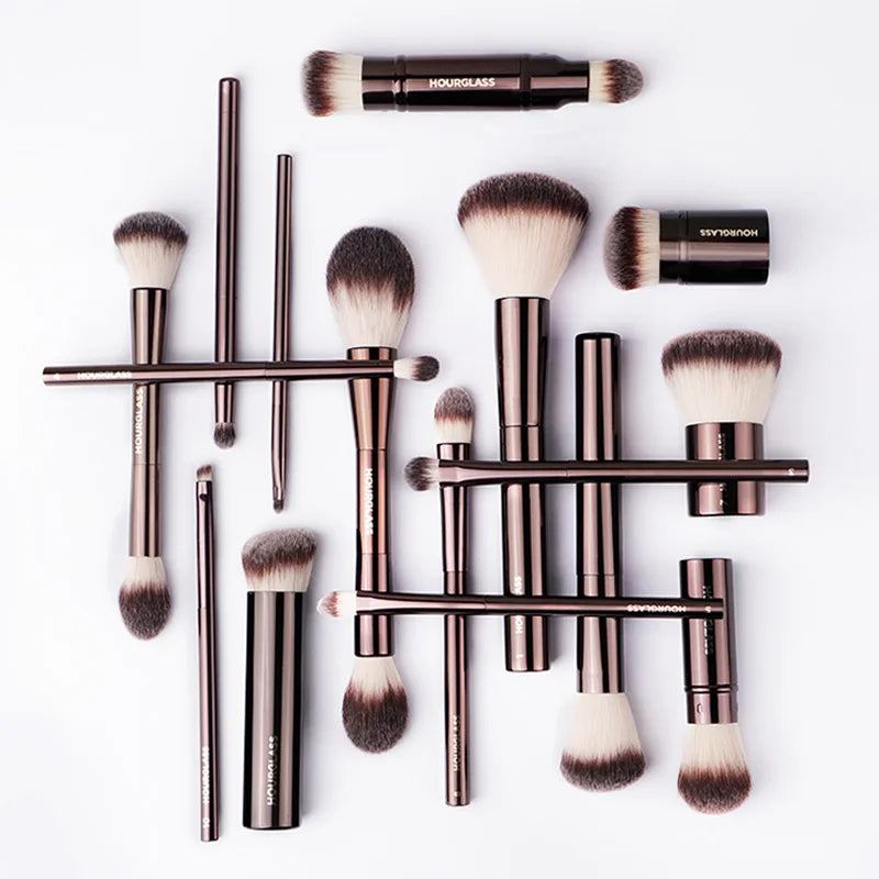 Pincéis de maquiagem ampulheta, pó, base, corretivo, blush, bronzer, sombra, sobrancelha, delineador, pincel de escultura.