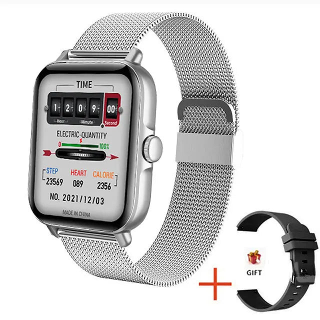 SmartWatch Bluetooth - Relógio inteligente esportivo à prova d'água com chamada e reprodução de música para homens e mulheres, iPhone e Android