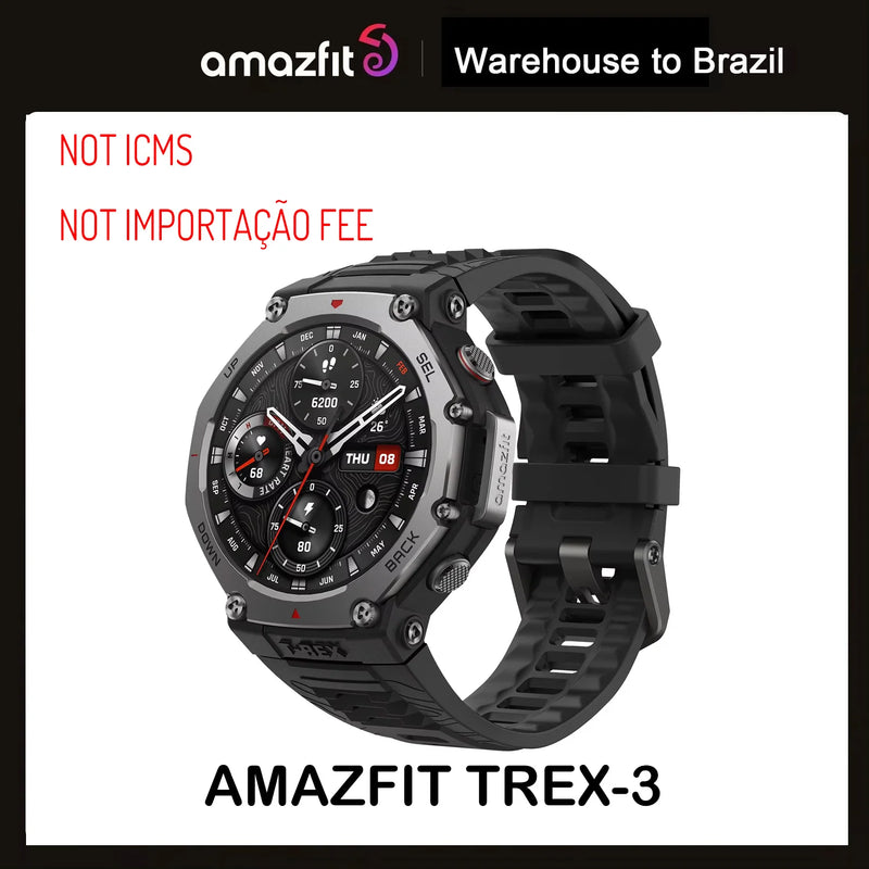Amazfit T-Rex 3 Smartwatch para atividades ao ar livre com tela AMOLED de 48 mm, 6 sistemas de satélite, GPS de banda dupla, 170 modos esportivos