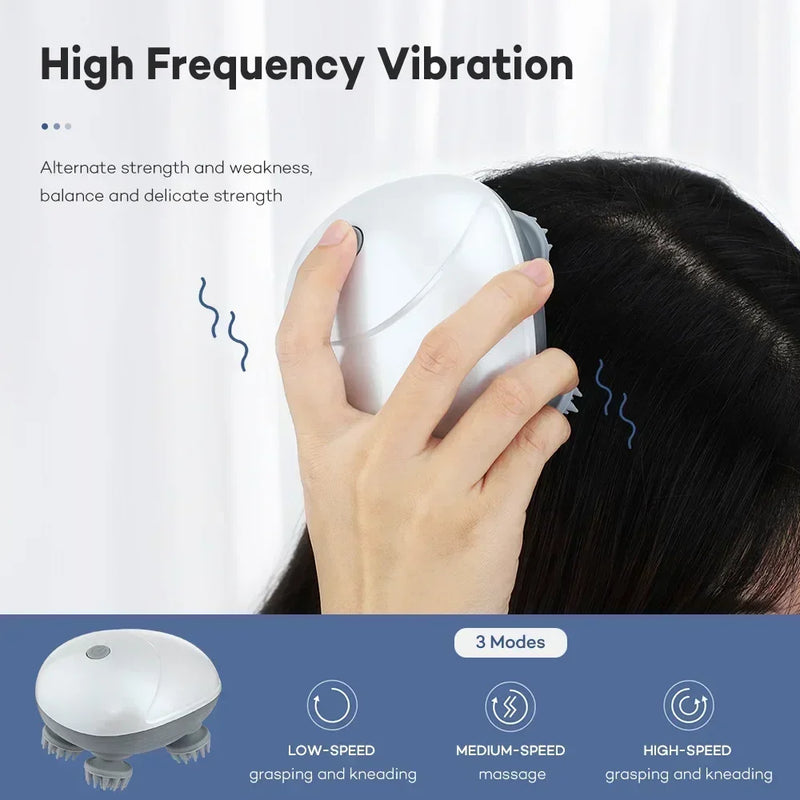 Massageador elétrico para couro cabeludo, terapia de luz vermelha, antiestresse, relaxamento, massagem corporal, remove tensão muscular, cansaço, ferramenta de massagem.